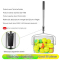 Stainless steel tennis ball picker with adjustable handle and roller mechanism for collecting balls