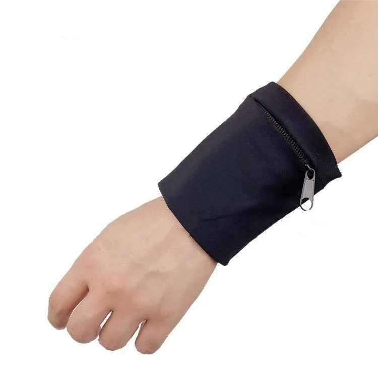 Wrist bag armband sleeve measuring 10 by 10.5 cm for mobile phone storage during camping and fitness