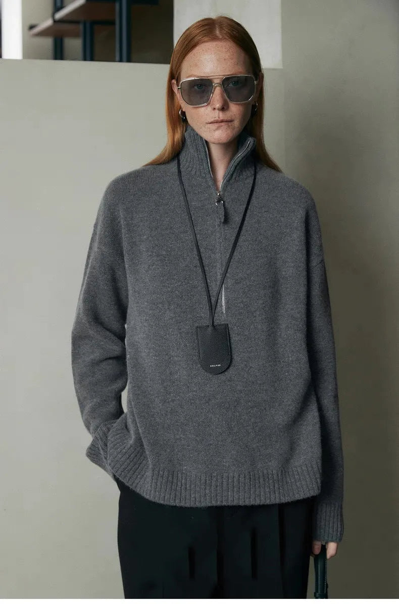 Women's loose lapels wool bandage dress in black or mountain rain grey for autumn winter