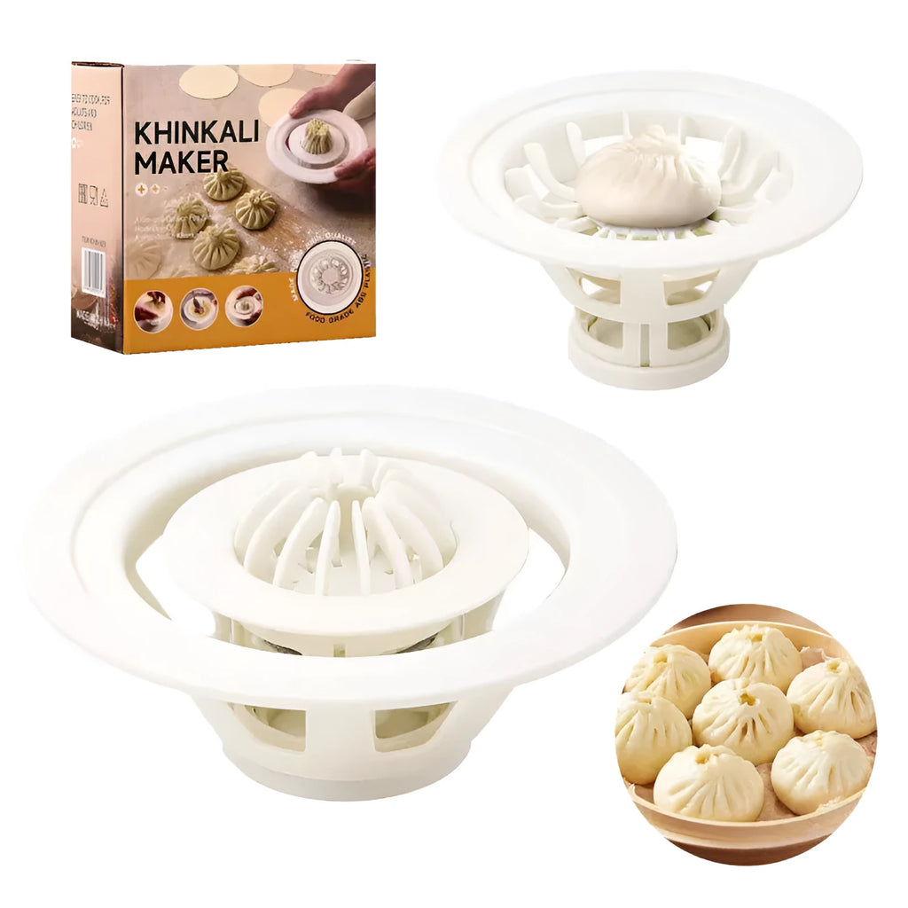 Black Jinkali kitchen mould set of 4 pieces for shaping steamed buns and dumplings with decorative patterns