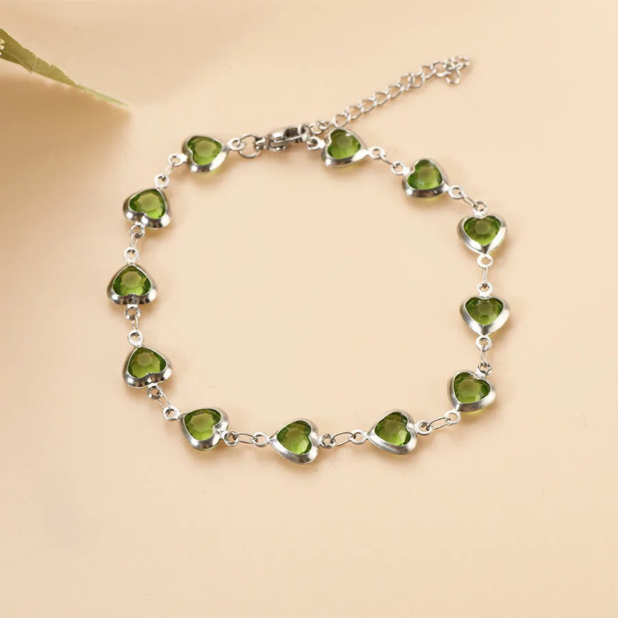 Stainless steel geometric heart bracelet in multiple colour options