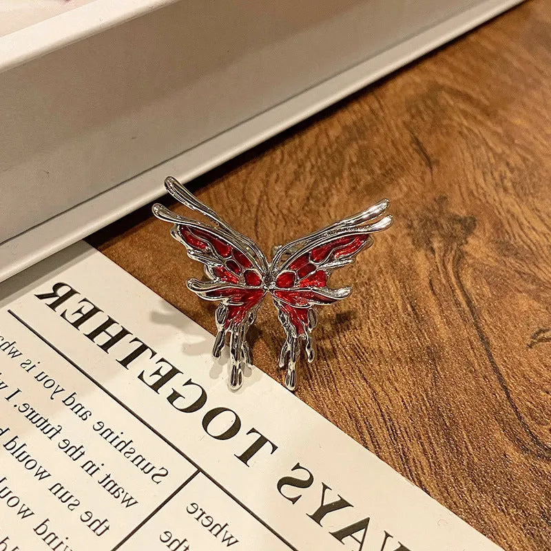 Copper women's ring featuring a creative Chinese butterfly design, available in multiple colours.