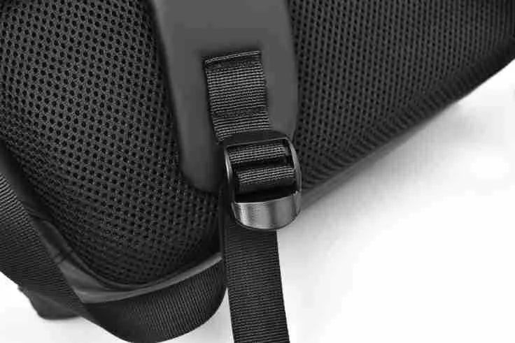 Men's waterproof backpack in black colour made from PU leather with large capacity design