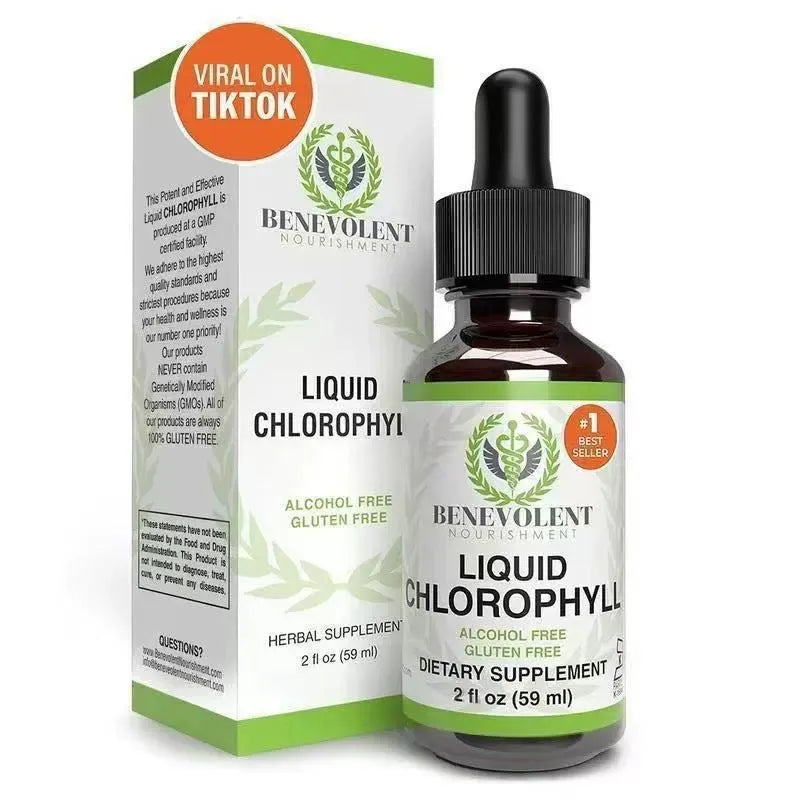 60ml bottle of natural chlorophyll drops for adult digestive support