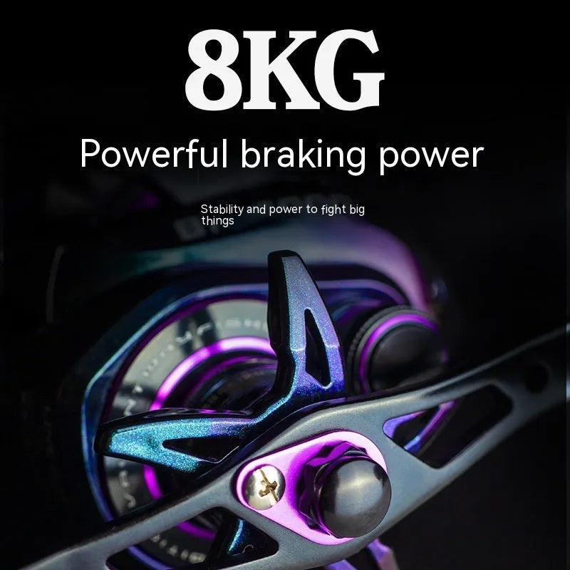 BM2000 fishing reel with magnetic brake water drop system showing left and right hand configuration options