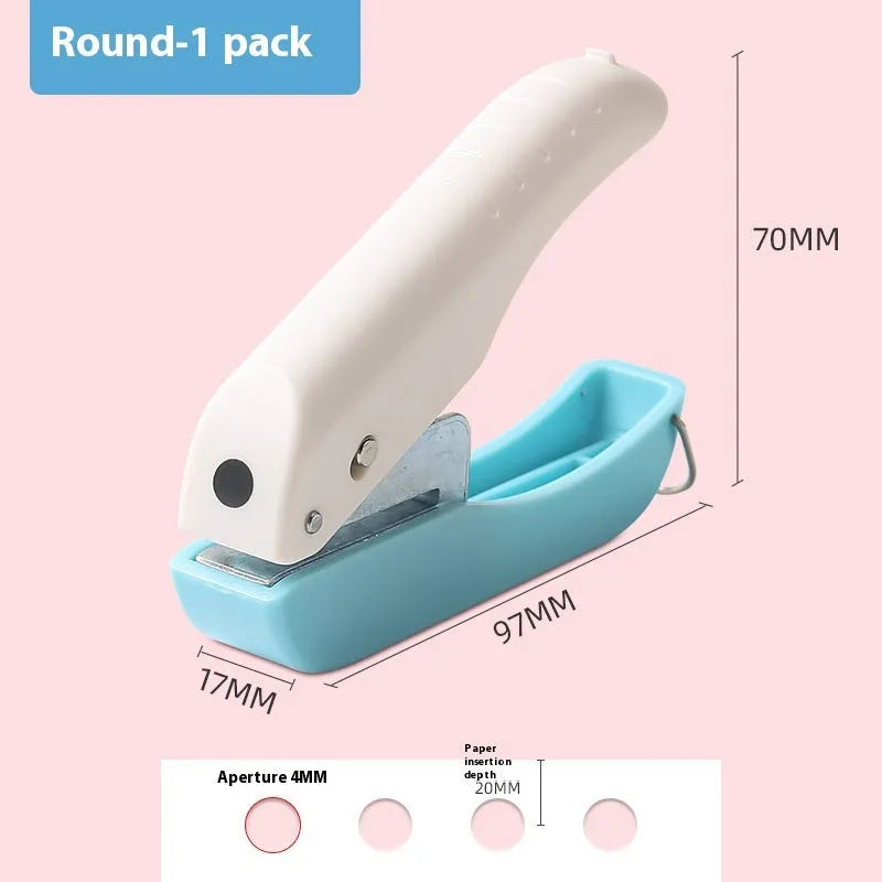 Small manual embossing punching machine with love, star, and round pattern dies for paper crafts.