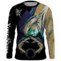 Men's long-sleeved pullover top with a fish pattern print in Milk Silk fabric.