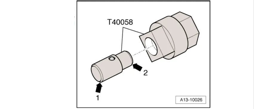 Aodi T40058 steel crankshaft rotating sleeve timing tool with tapered ends for automotive engine service