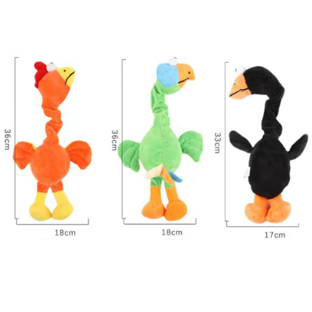 Bite-resistant rubber dog toy shaped with a screaming chicken design, in green colour.