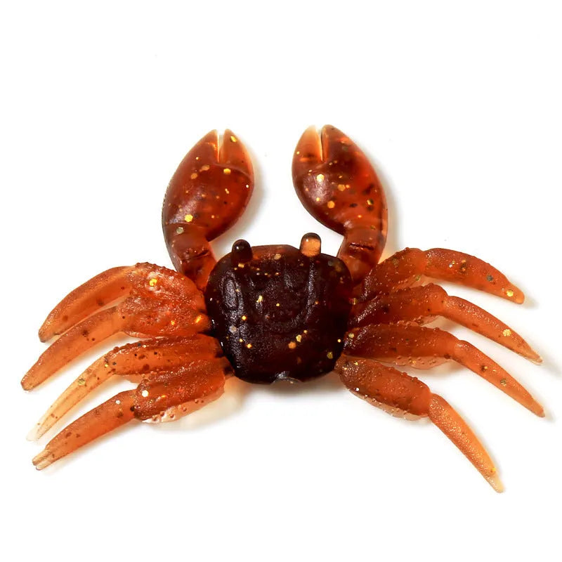 8cm PVC crab fishing lure in red crab and brown crab colour variants for freshwater and saltwater fishing