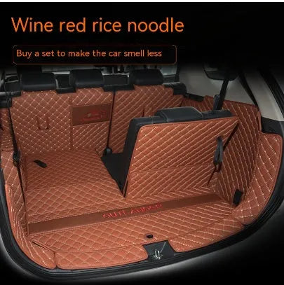 Mitsubishi Outlander car boot mat with 3D edging in wine red colour with contrasting stitching.