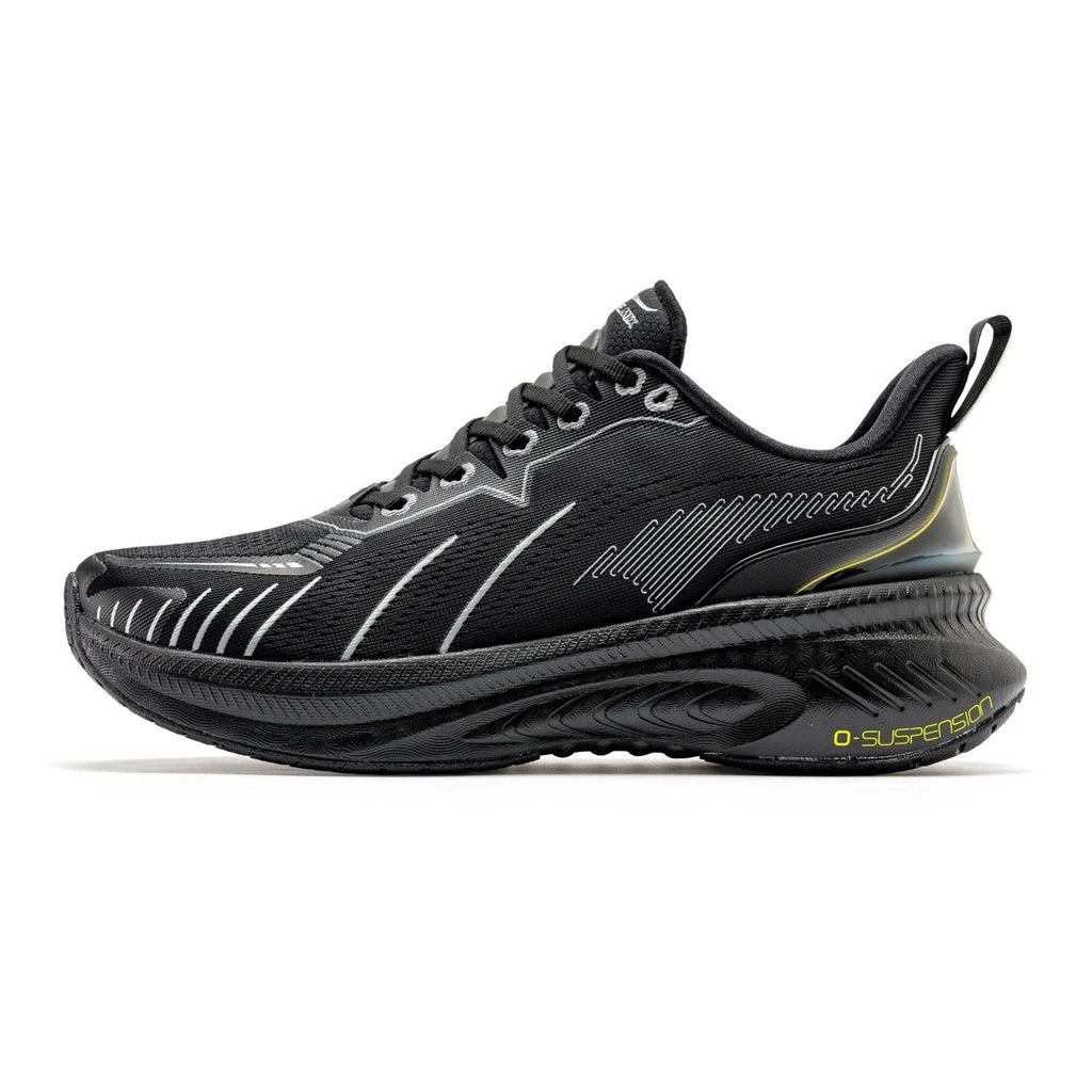 Low top running shoes with striped pattern, embroidery details, and rubber sole in multiple colour options