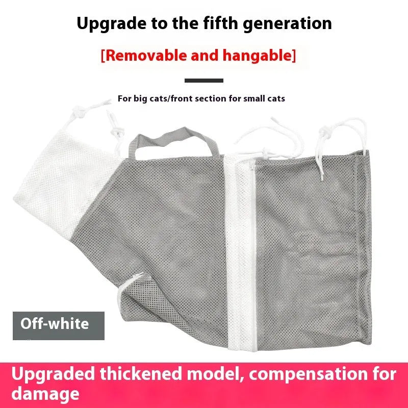 Upgraded fifth-generation cat grooming bag in grey, green, or pink and white detachable design.