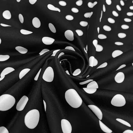 Multicolor polka dot dress with square collar and pleated midi skirt