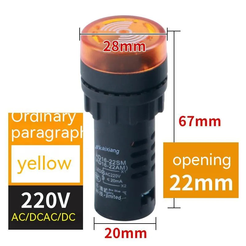LED flashing sound and light buzzer with 22mm installation for industrial control panels