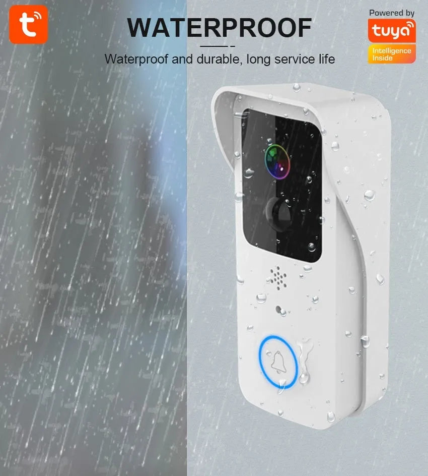 Waterproof smart visual doorbell with HD camera and 18650 battery for wireless outdoor security
