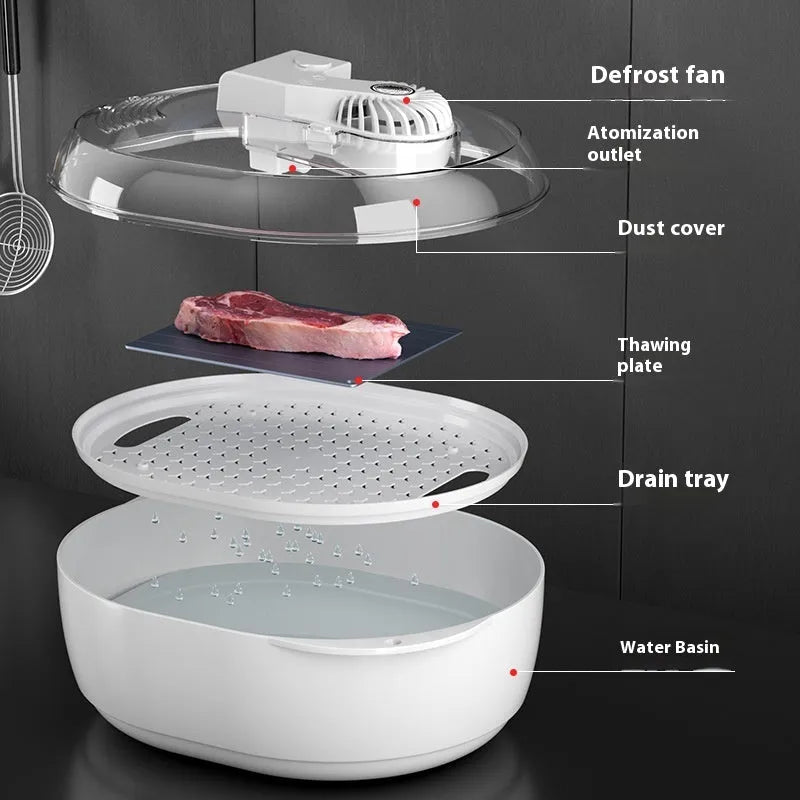 Aluminium quick defrosting plate showing modern design with USB cable connection option