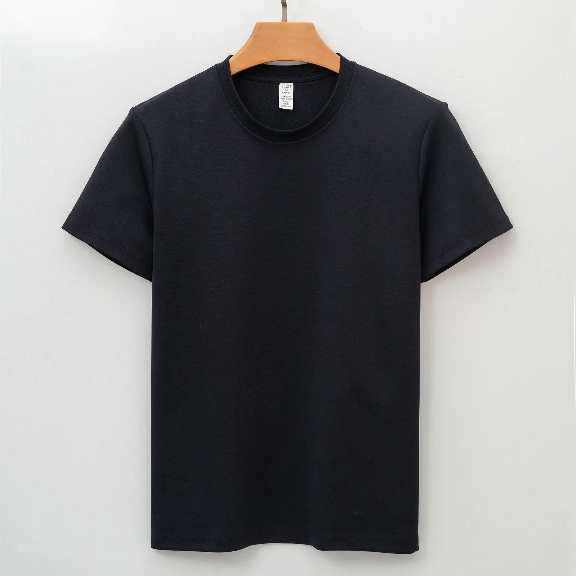 Men's antibacterial quick-drying short sleeve t-shirt in solid colour with straight cut design