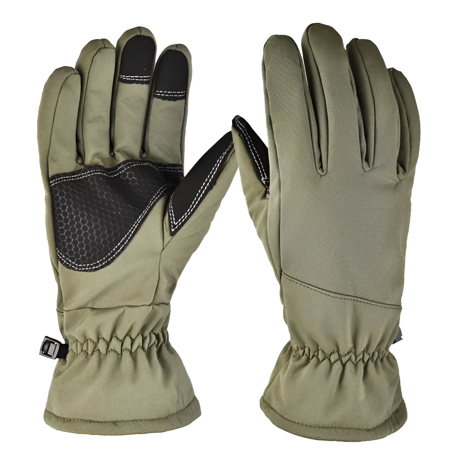Tactical ski gloves with touch screen fingertips and anti-slip palm in camouflage colours