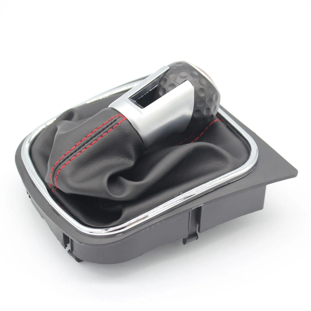 Black leather gear lever handball with dust boot for Volkswagen Golf 5 6 7 manual transmission