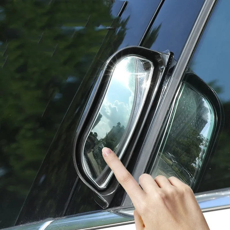 Two-row universal wide angle car mirror with black ABS housing, 126x48x46mm dimensions