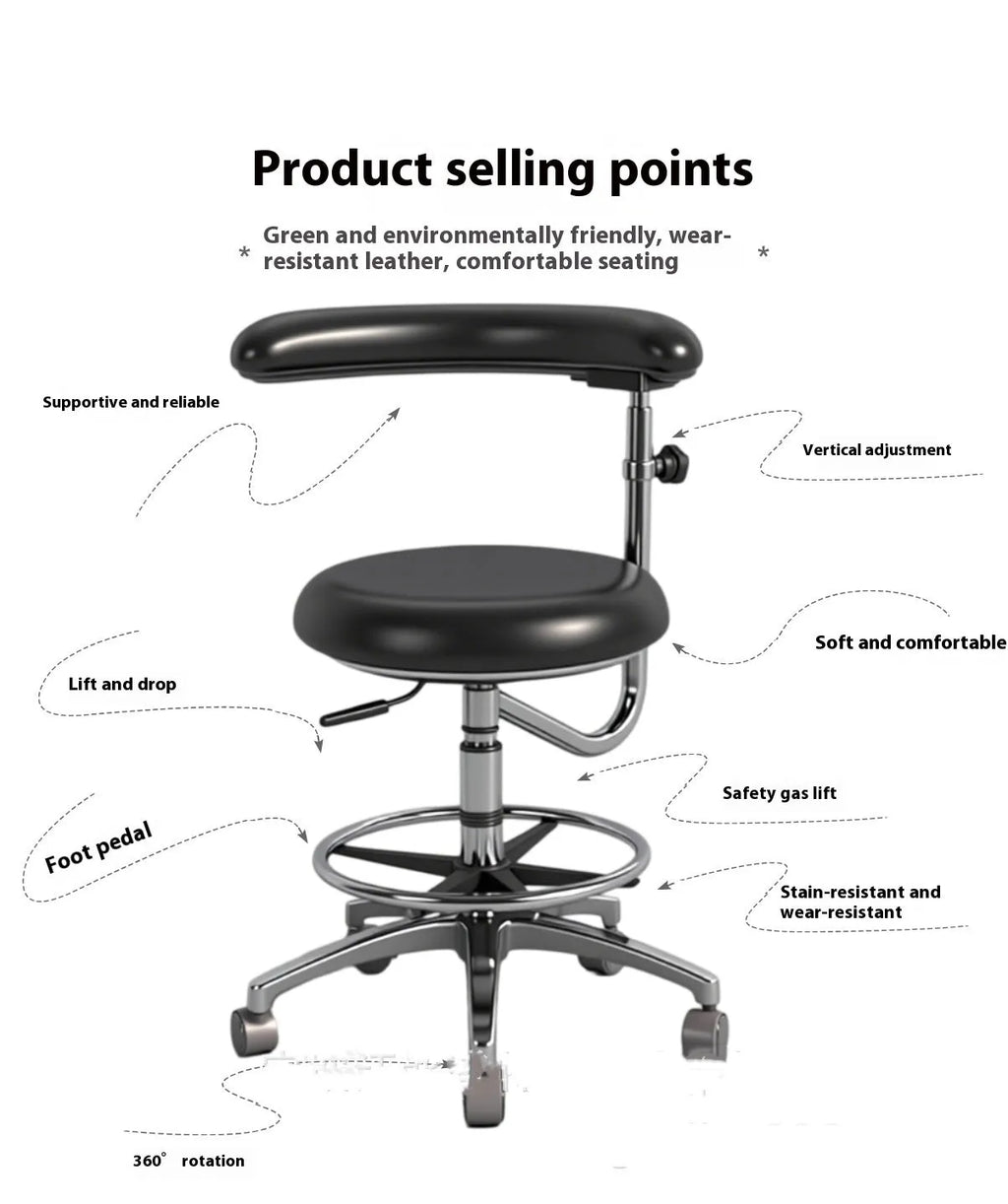 Black leather dental chair with lifting mechanism for dental hospital clinic use