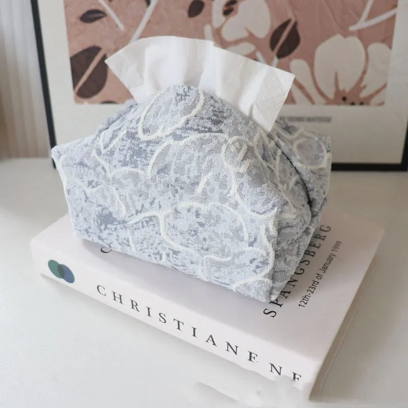 Chinese style floral cotton tissue box cover in pastel colours for living room decor