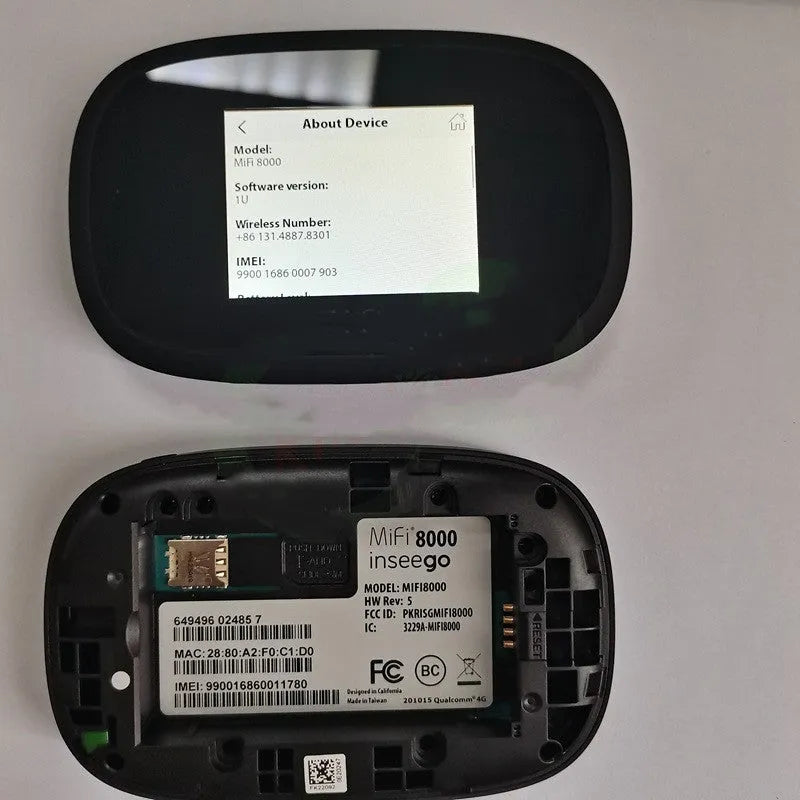 Mifi8000 black portable 4G wireless router showing compact design with dual-core processor for mobile internet