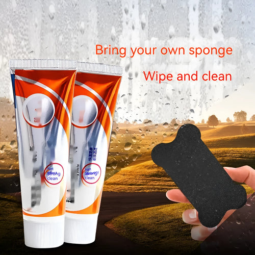 65ml white car windshield cleaning paste bottle with sponge mop applicator for oil stain removal.