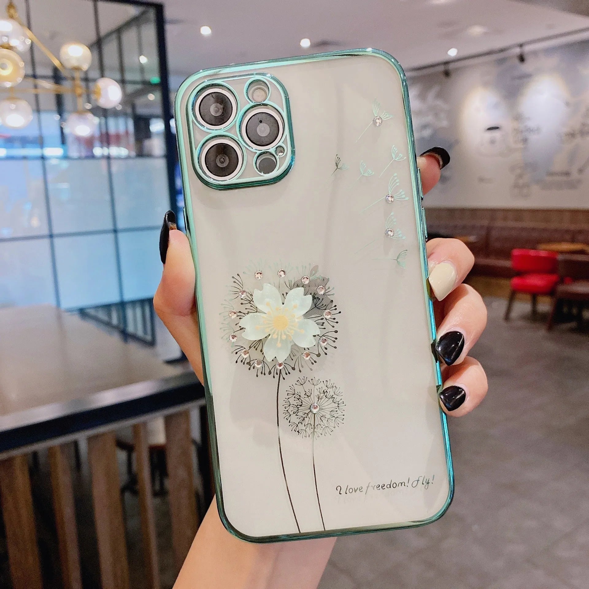 3D floral design iPhone case with spin stand holder in TPU material showing colour options