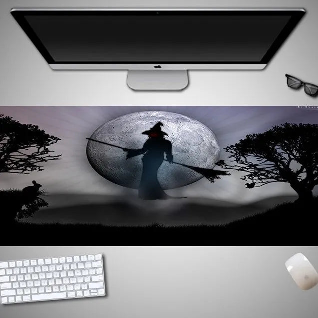 Halloween oversized computer mouse pad with non-slip rubber cloth backing in large dimensions