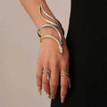 Gold electroplated metal snake design ring and bracelet set with exaggerated twisting