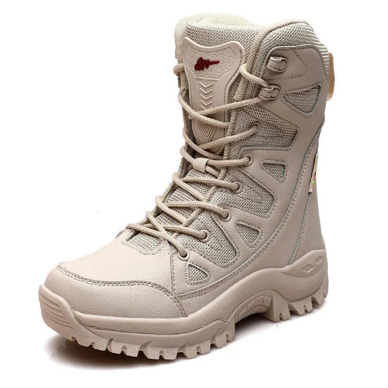 Men's hi-top hiking shoes in cowhide leather available black brown beige