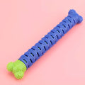 Blue green dog molar cleaning stick with serrated brush head design for dental care