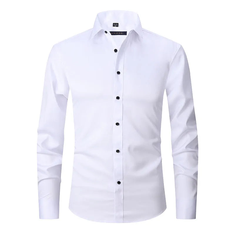 Men's long sleeve stretch work shirt in polyester, shown in a colour from the range of fifteen options.