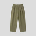 Men's apricot wide-leg cotton linen trousers with mid-waist zip fly and pencil leg opening