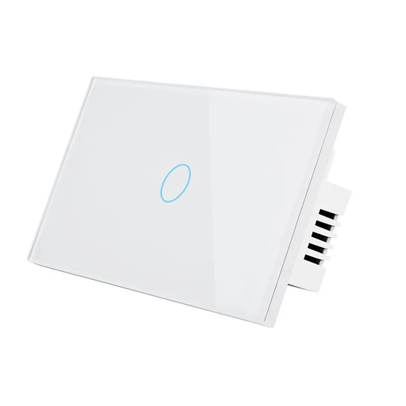 2-gang glass touch light switch with tempered glass panel and RF remote control
