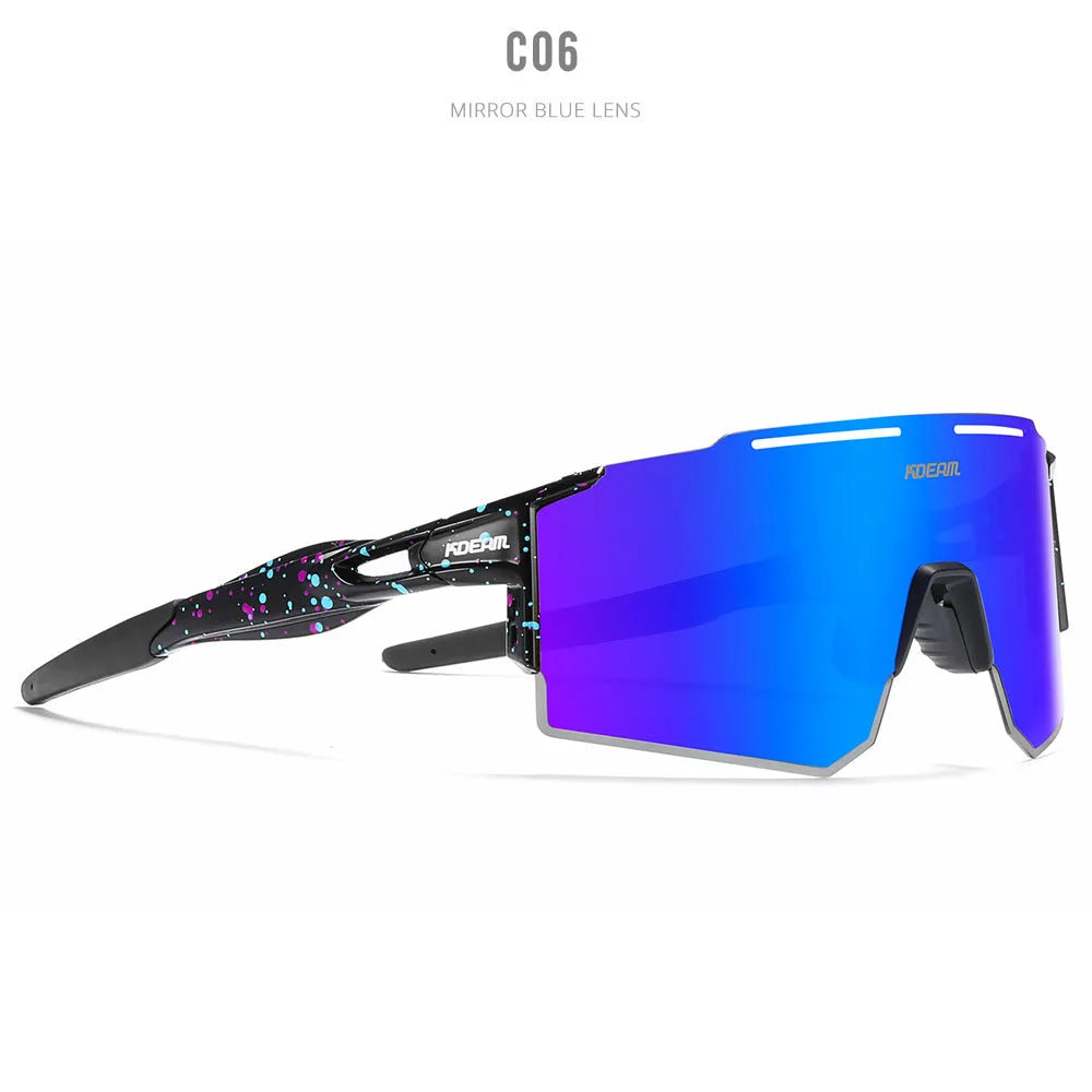 Polarized cycling sunglasses with TR90 frameless sports design in athletic colours