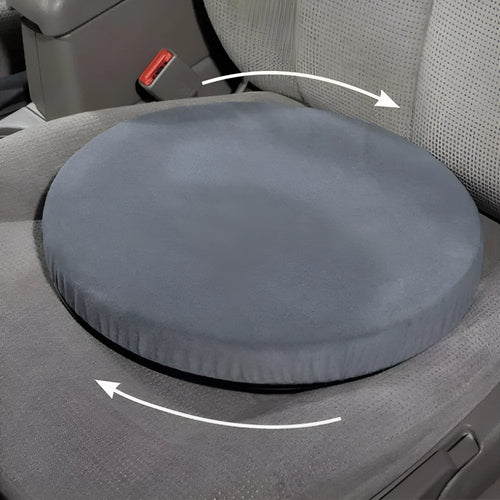 Car seat cushion with 360 rotation and non-slip base made of slow rebound sponge and plush cloth