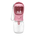 Portable dual-use dog drinking cup showing water dispenser and separate grain bowl compartment