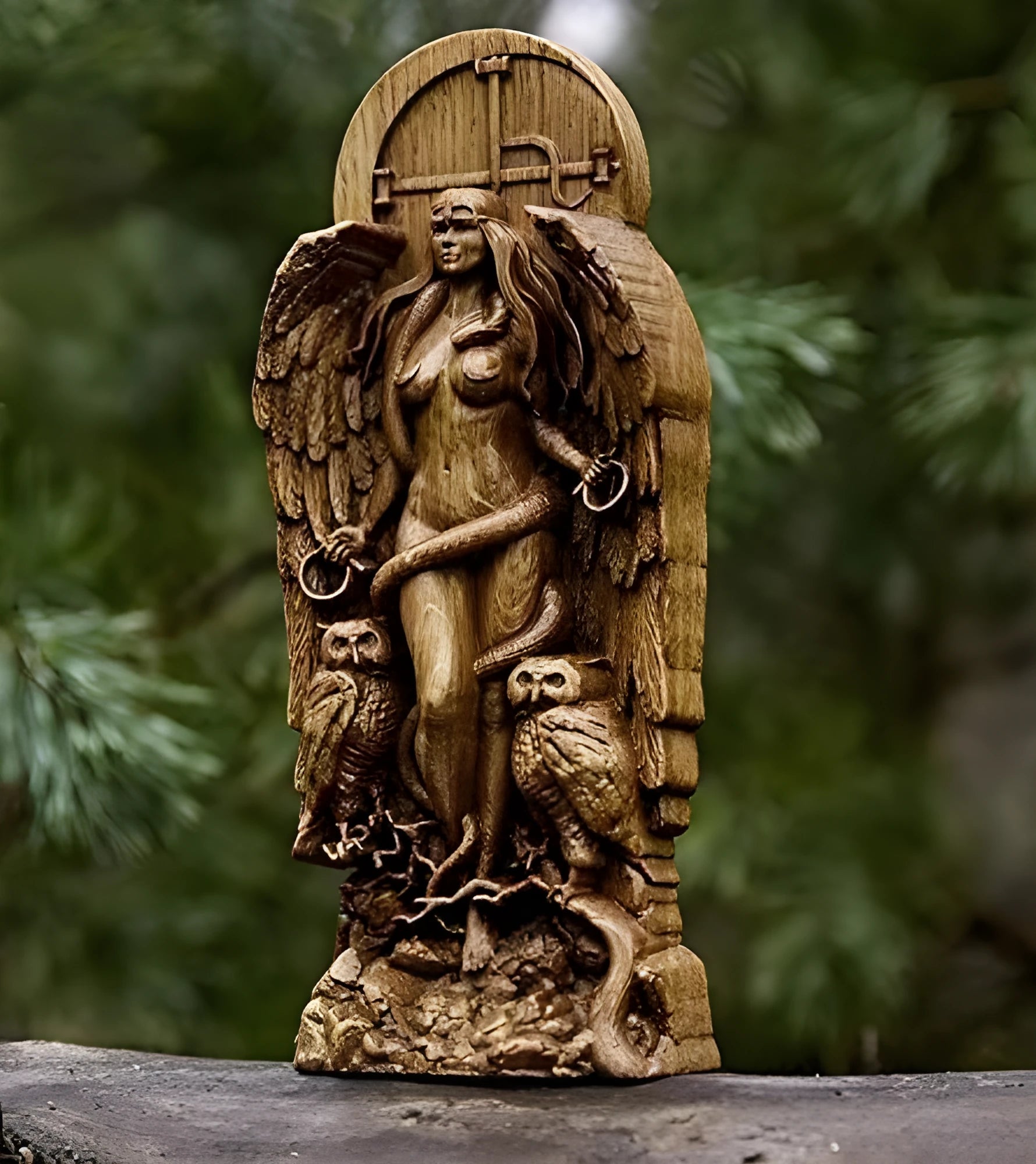 Detailed resin statue of a Greek Goddess, 22 cm tall, on a neutral background.