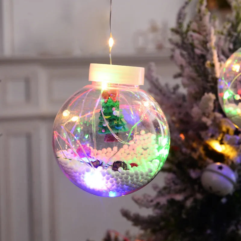 LED Christmas curtain lamp string with 10 fairy snowman wishing ball PVC decorations