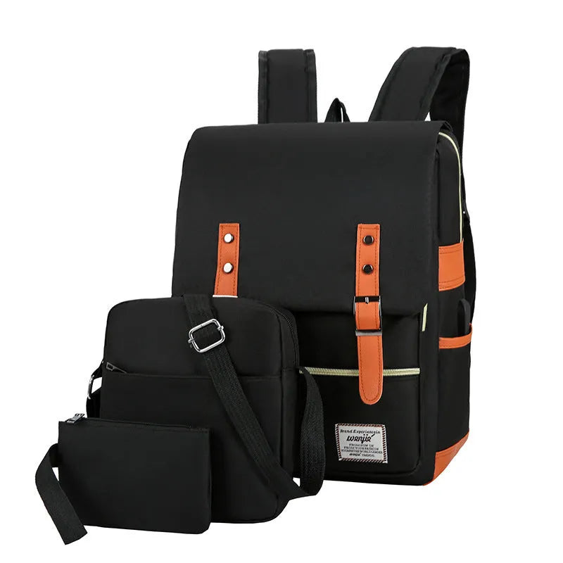 Three-piece business backpack in Oxford cloth with curved shoulder straps