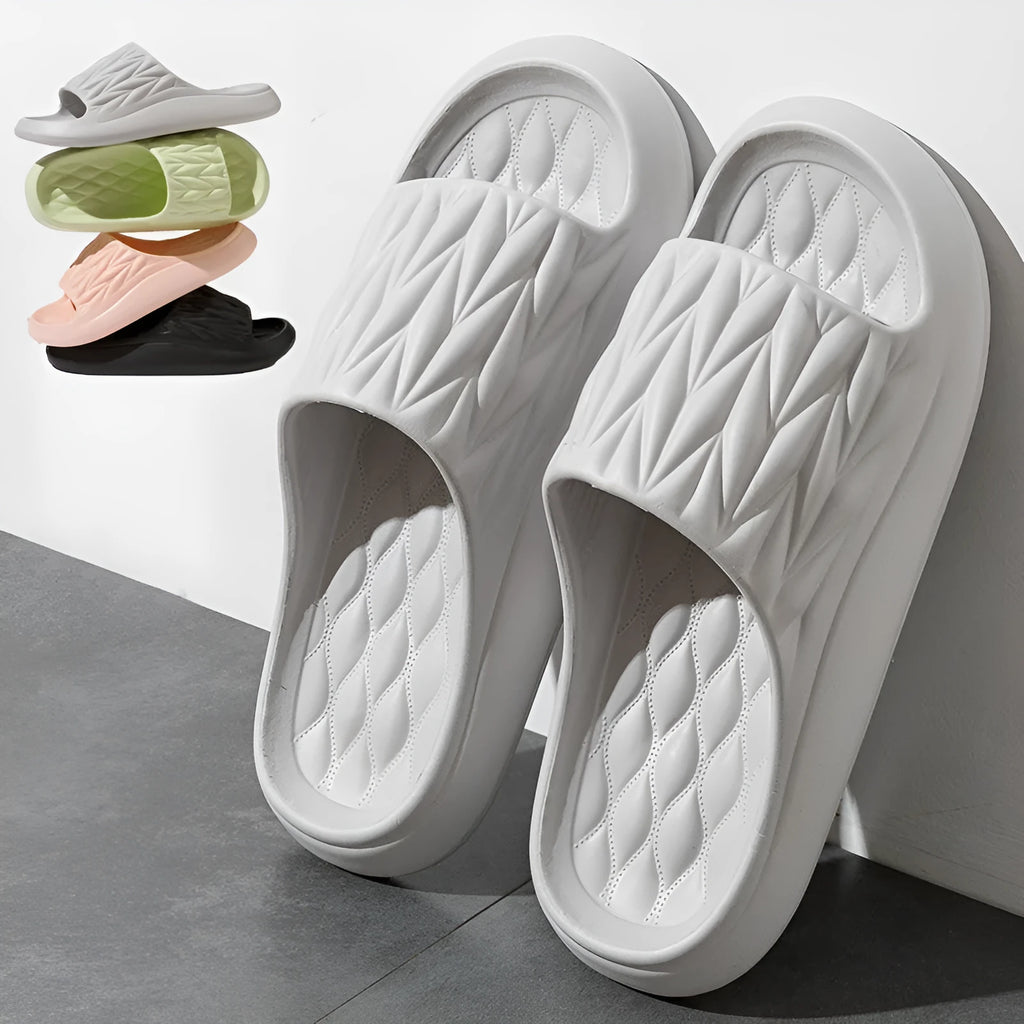Leaf texture design EVA indoor slippers for women and men in assorted colours