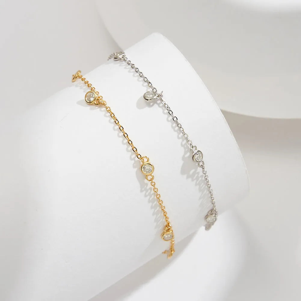Silver geometric pendant anklet for women in a gold colour finish.