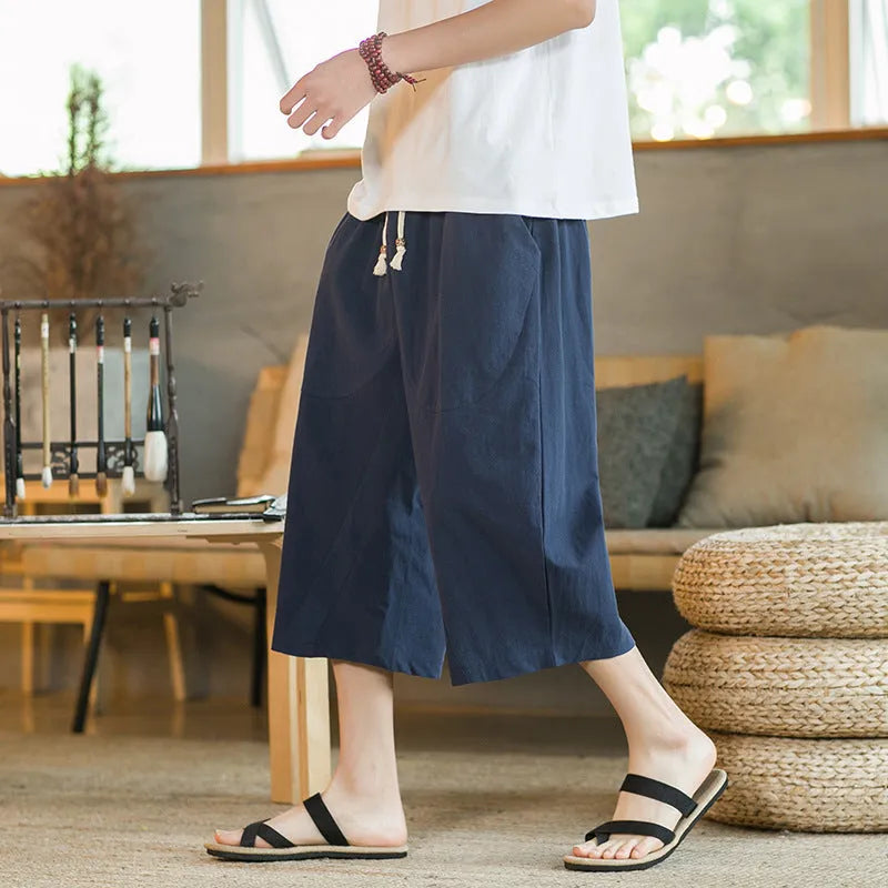 Linen plus size casual shorts in straight leg style with skinny opening at leg.