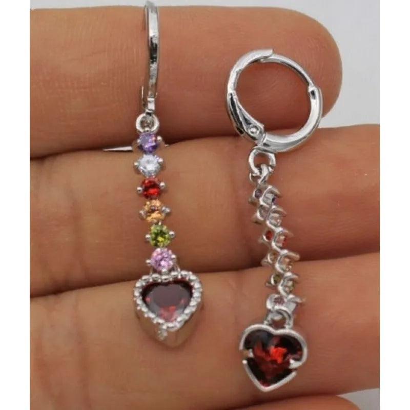 Heart-shaped women's earrings with metallic electroplated finish in gold or silver tone options