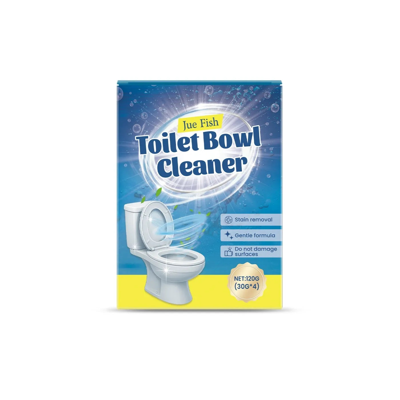 Pack of four 30g sachets of toilet bowl cleaning powder for descaling and stain removal