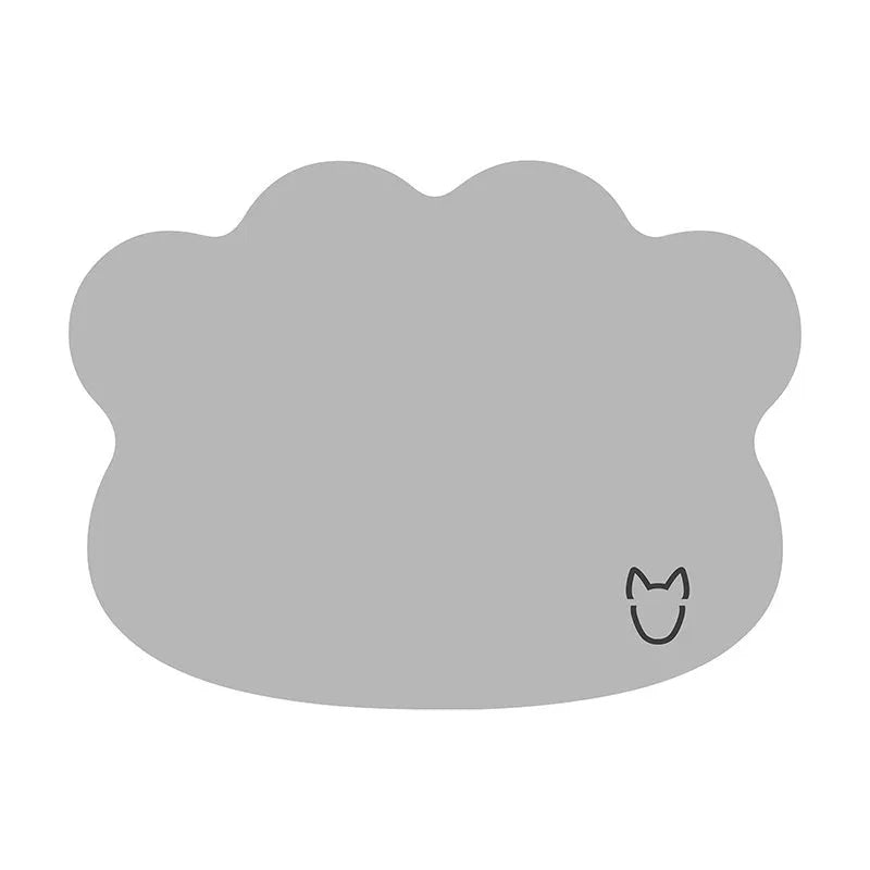Ice silk pet cooling mat with dog head shape design in light gray colour