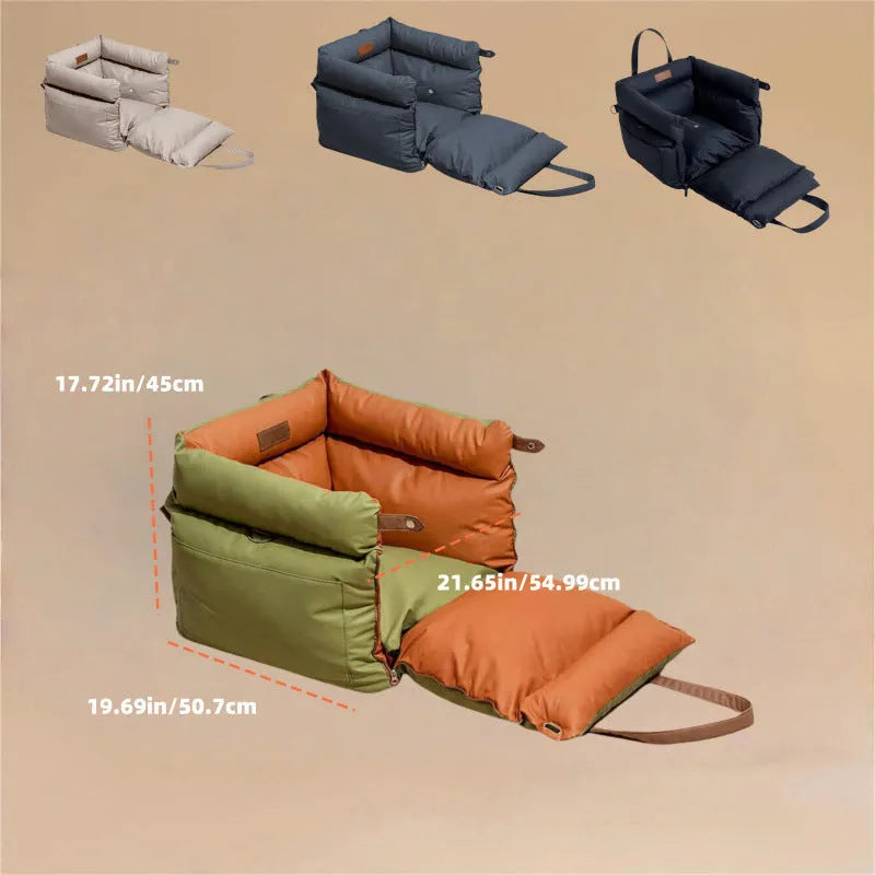 Waterproof PU leather dog bed with removable cover in dark blue colour